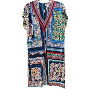 London Style Collection Bright Maximalist Floral Geometric Shift Dress XL